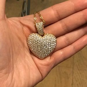 Swarovski Crystal Puff Heart on Gold Plated Chain
